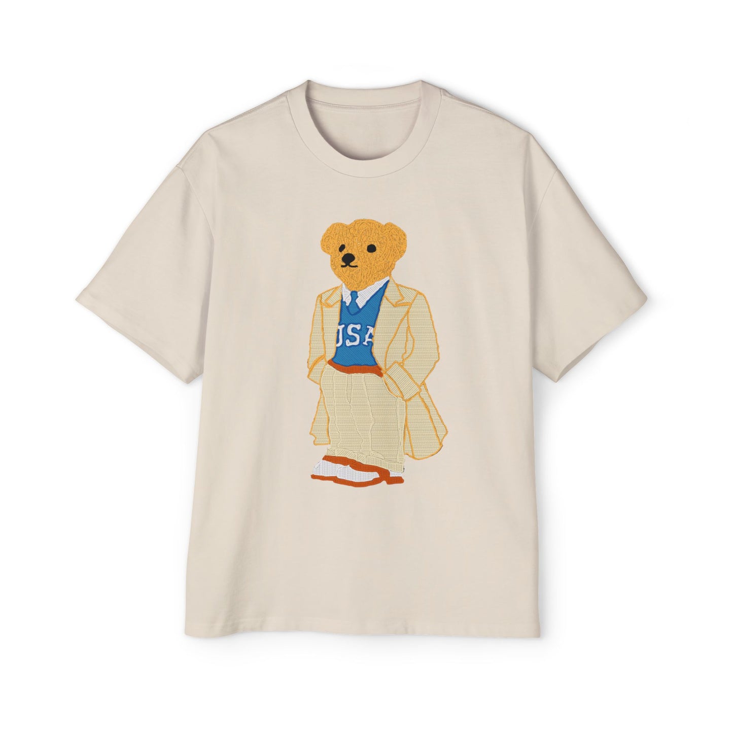 USA Bear Graphic Premium Oversized Tee, Casual Streetwear Shirt, Vintage Style Men's T-Shirt, Funky Bear Tee, Summer Fashion Top