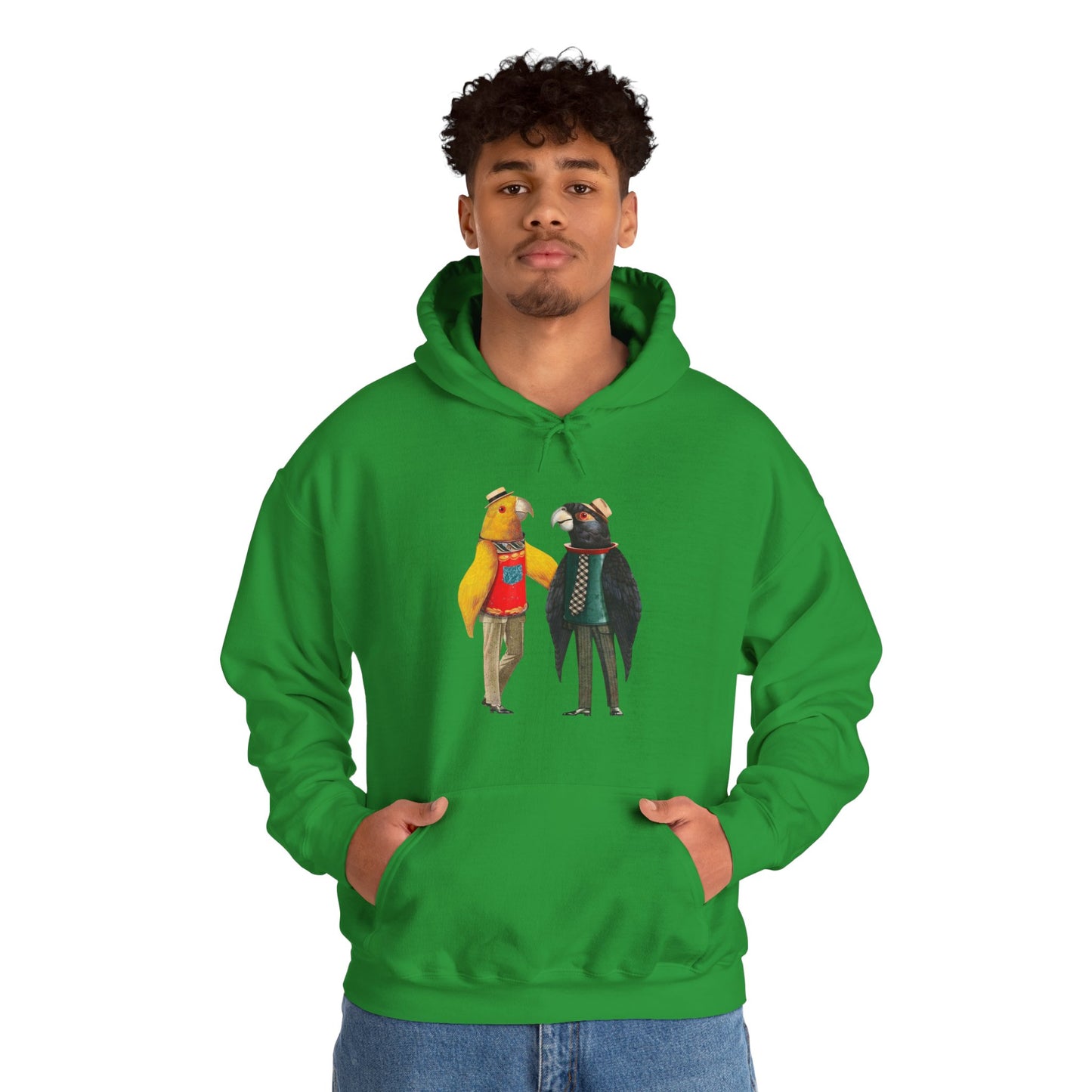 Hooded Sweatshirt Love Birds Parrots Couple Illustrations