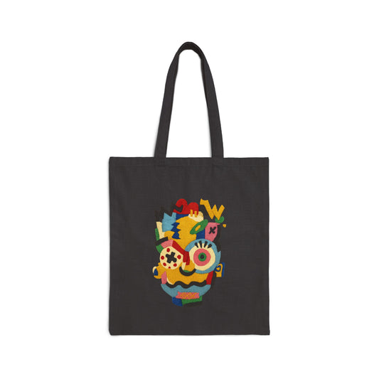 Cute Illustrated Cotton Canvas Tote Bag, Eco-Friendly Shopping Bag, Gift for Pet Lovers, Beach Tote, Everyday Carryall