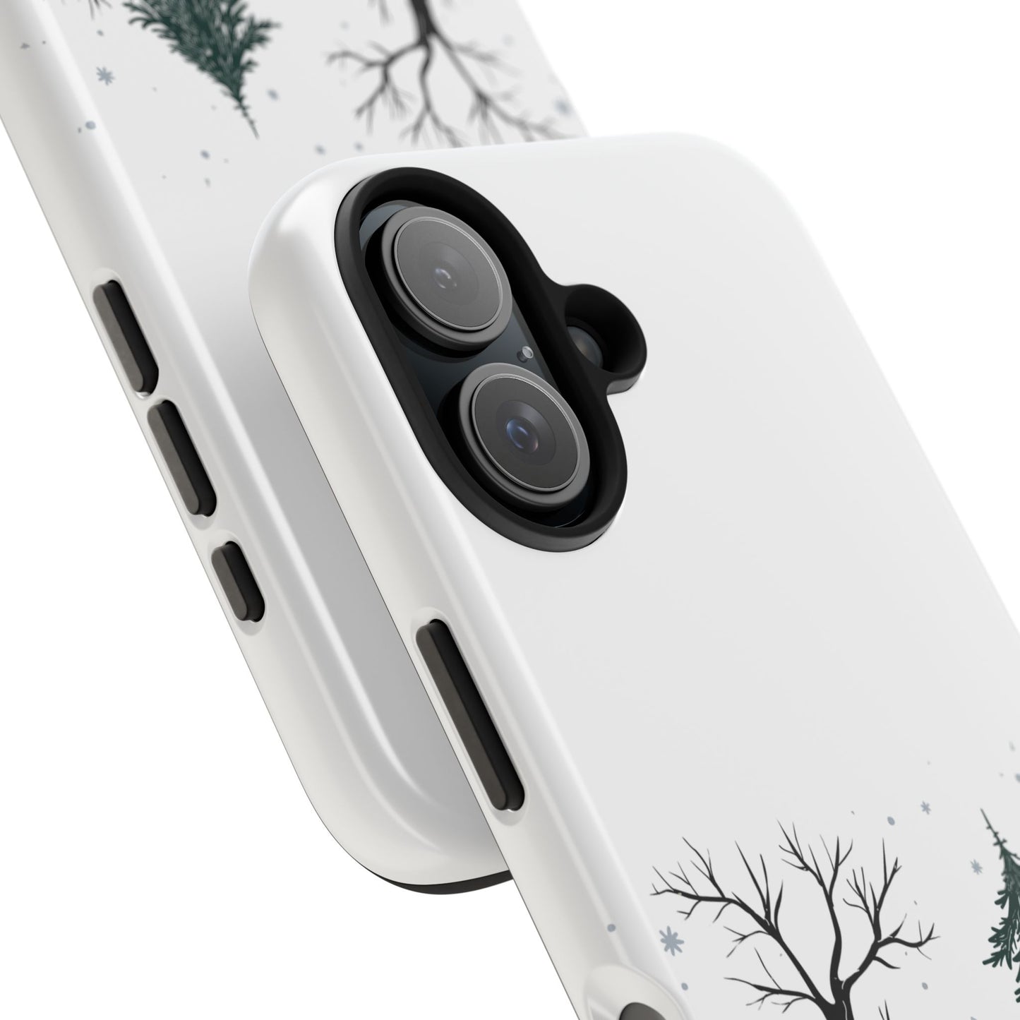Winter Snowman Phone Case with Forest Trees and Snowflakes Cute Holiday Design Protective Cover for Christmas and Cozy Seasonal Vibes
