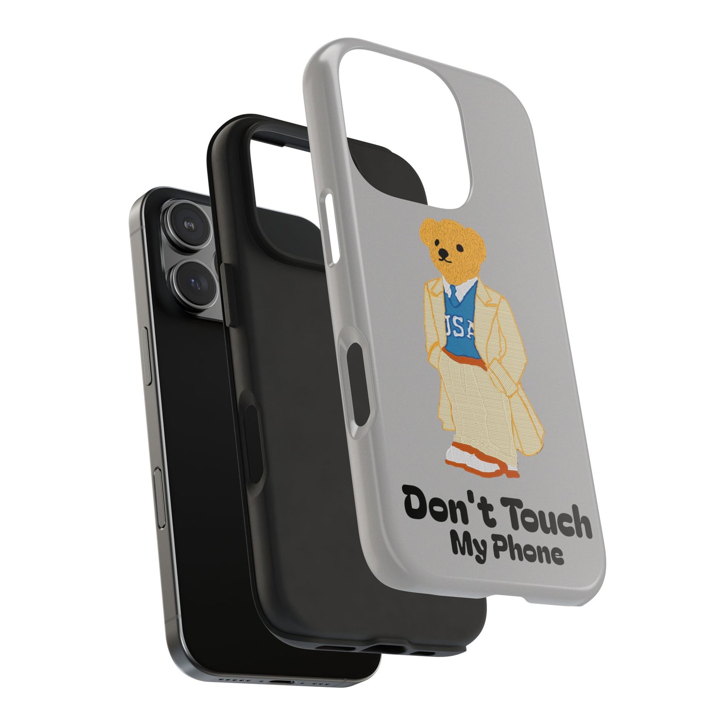 Dont Touch My Phone Case | Funny Bear iPhone Case | Cute Aesthetic Phone Cover | Gift for Him Her | Zellinnial USA