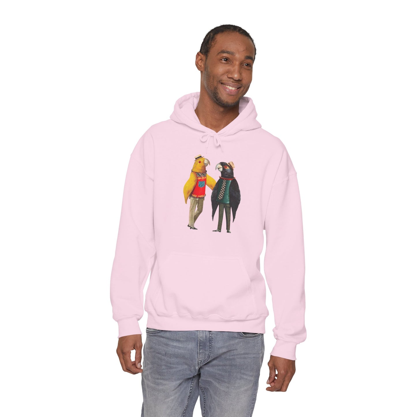 Hooded Sweatshirt Love Birds Parrots Couple Illustrations