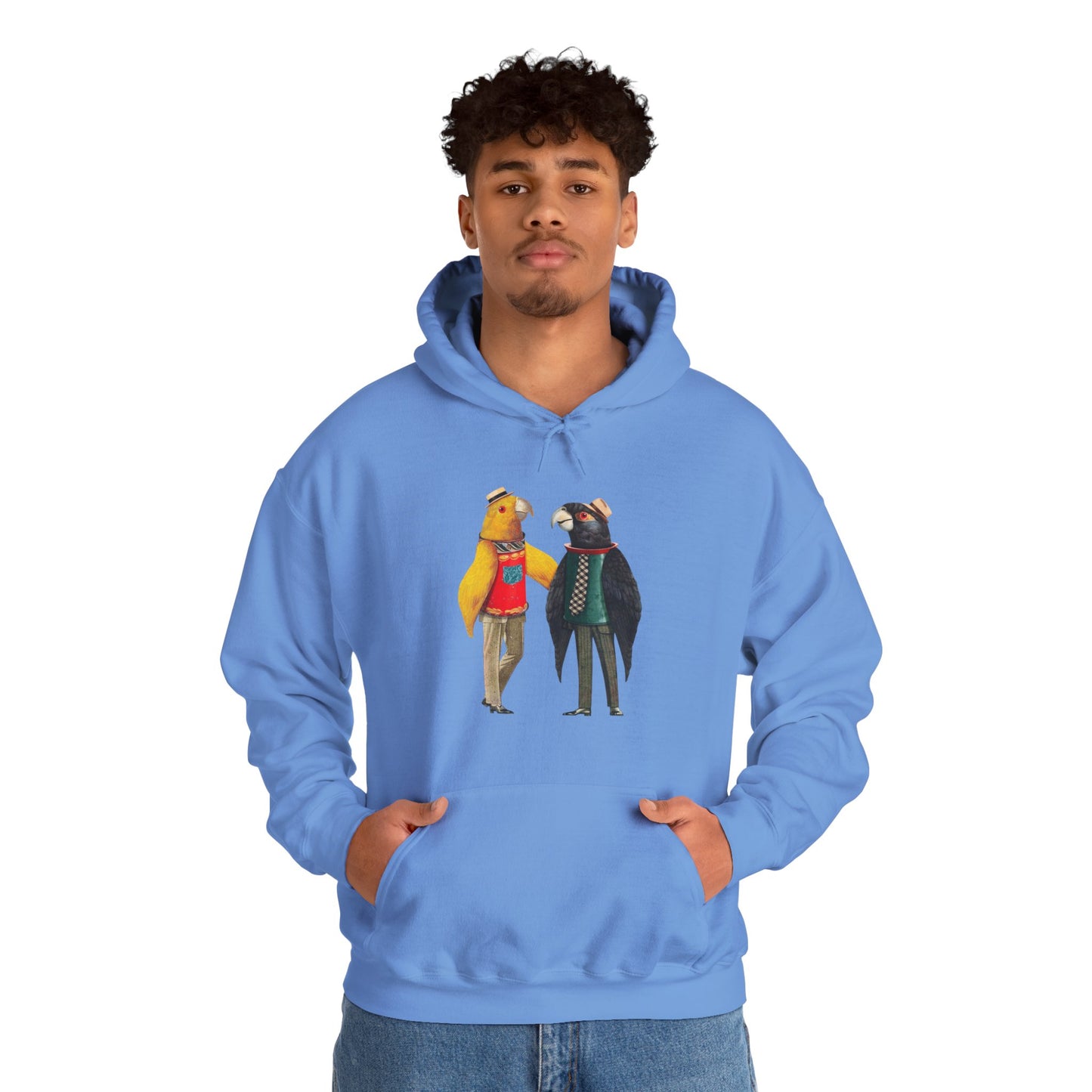 Hooded Sweatshirt Love Birds Parrots Couple Illustrations