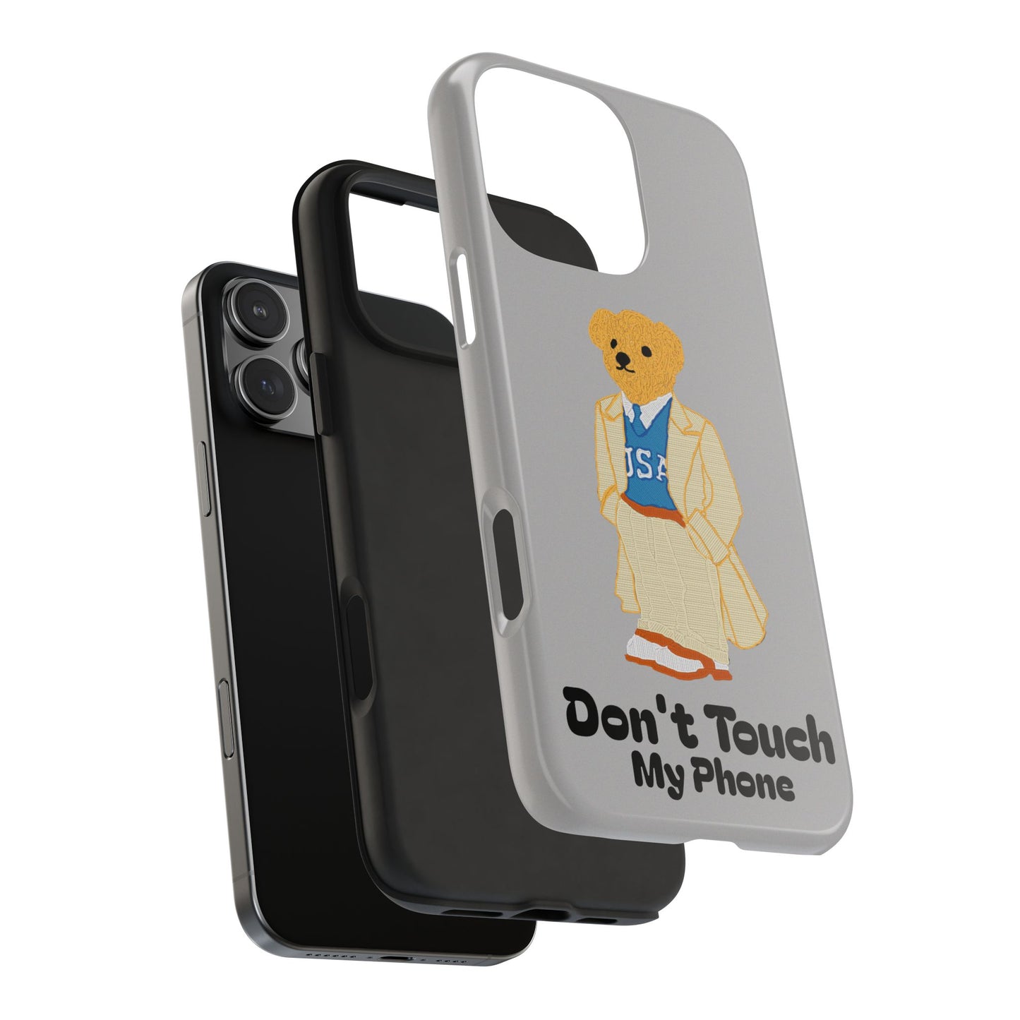 Dont Touch My Phone Case | Funny Bear iPhone Case | Cute Aesthetic Phone Cover | Gift for Him Her | Zellinnial USA