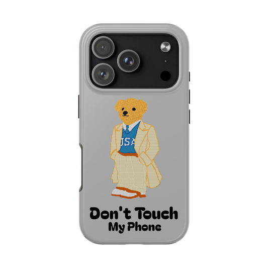 Dont Touch My Phone Case | Funny Bear iPhone Case | Cute Aesthetic Phone Cover | Gift for Him Her | Zellinnial USA