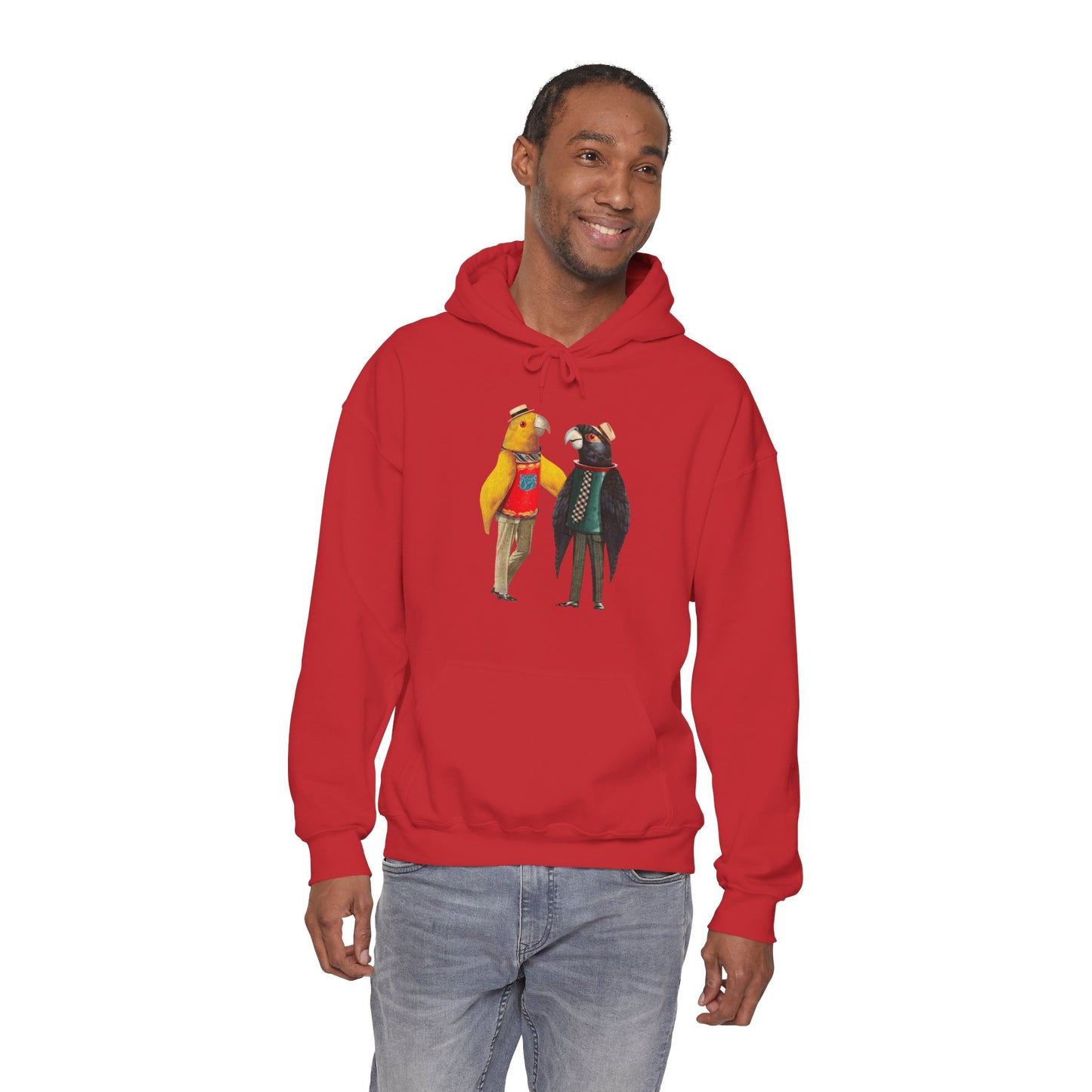 Hooded Sweatshirt Love Birds Parrots Couple Illustrations