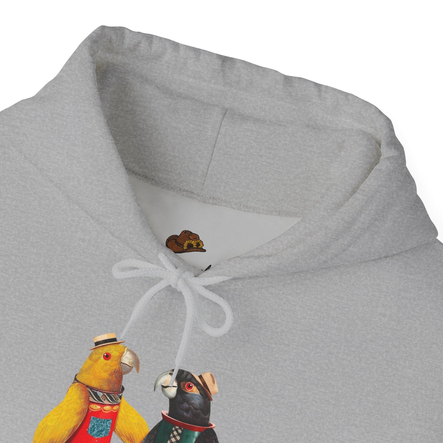 Hooded Sweatshirt Love Birds Parrots Couple Illustrations