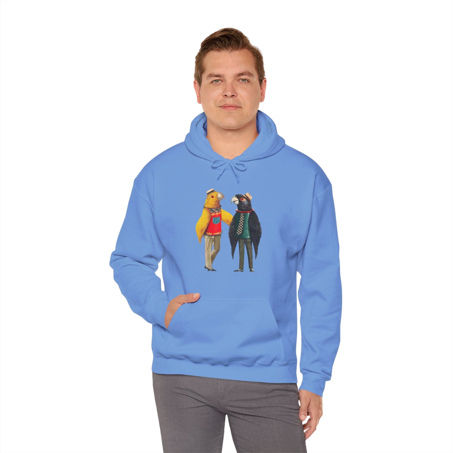 Hooded Sweatshirt Love Birds Parrots Couple Illustrations