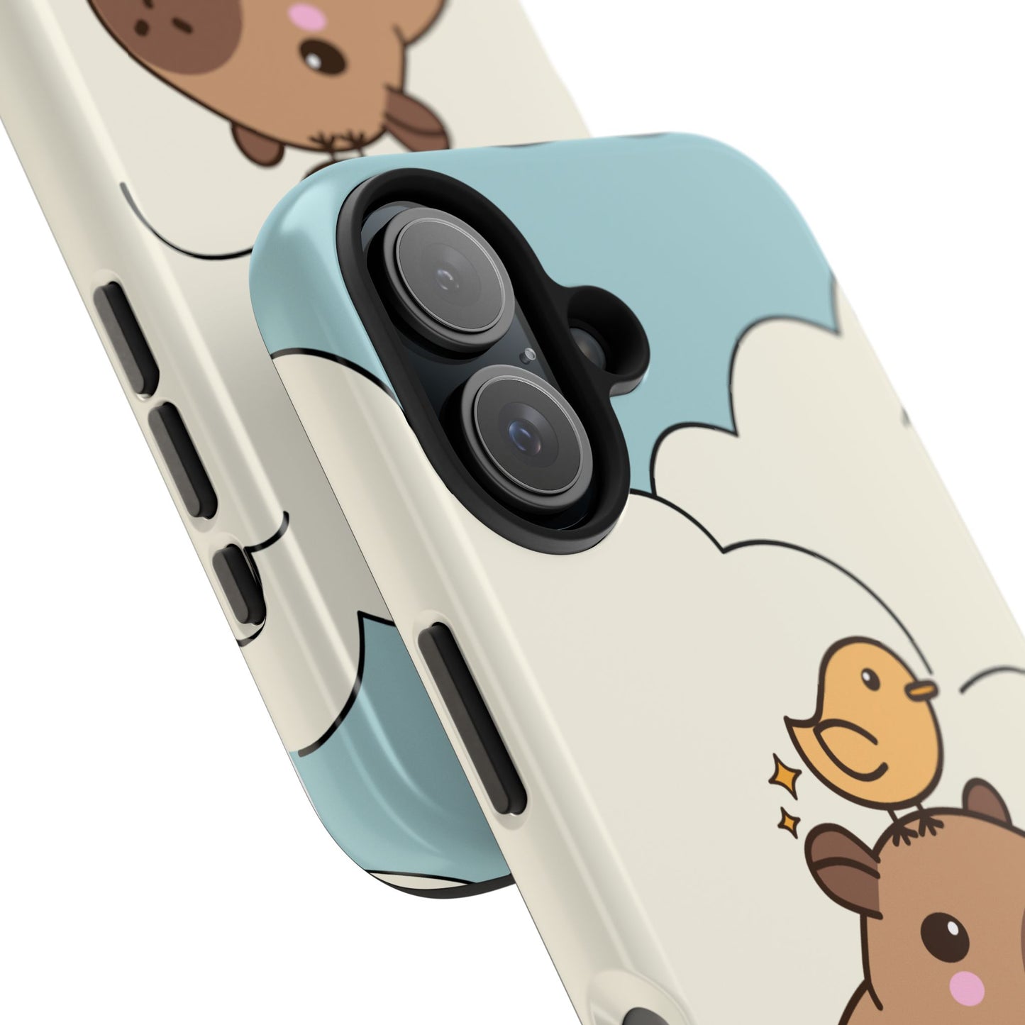 Cute Capybara and Bird Phone Case with Simple Pastel Cartoon Design Adorable Animal Friends Protective Cover for Kawaii and Wholesome Vibes