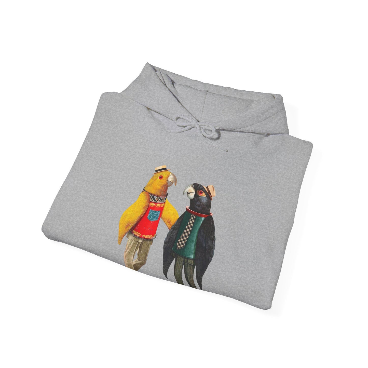 Hooded Sweatshirt Love Birds Parrots Couple Illustrations