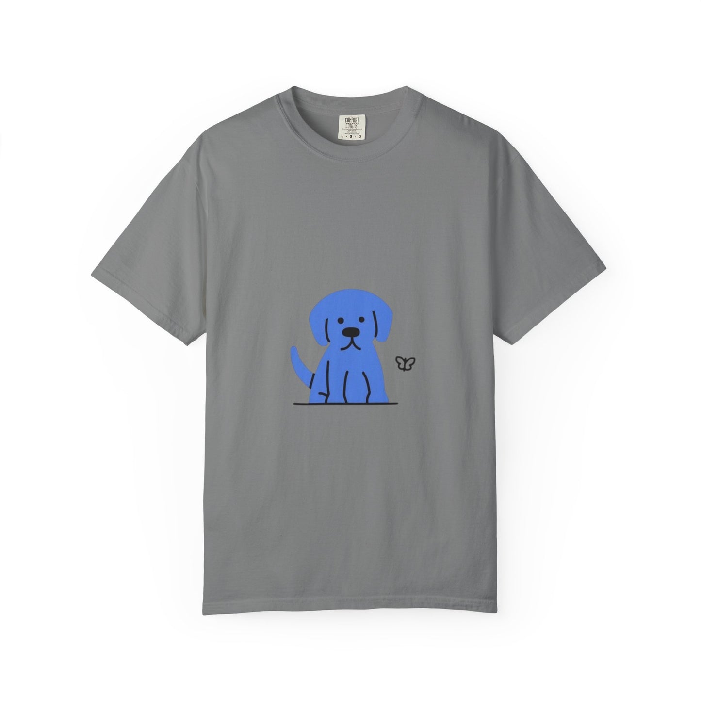 Cute Blue Dog Unisex Garment-Dyed T-shirt, Pet Lover Gift, Fashion Tee, Casual Wear, Birthday Present, Dog Lover Apparel
