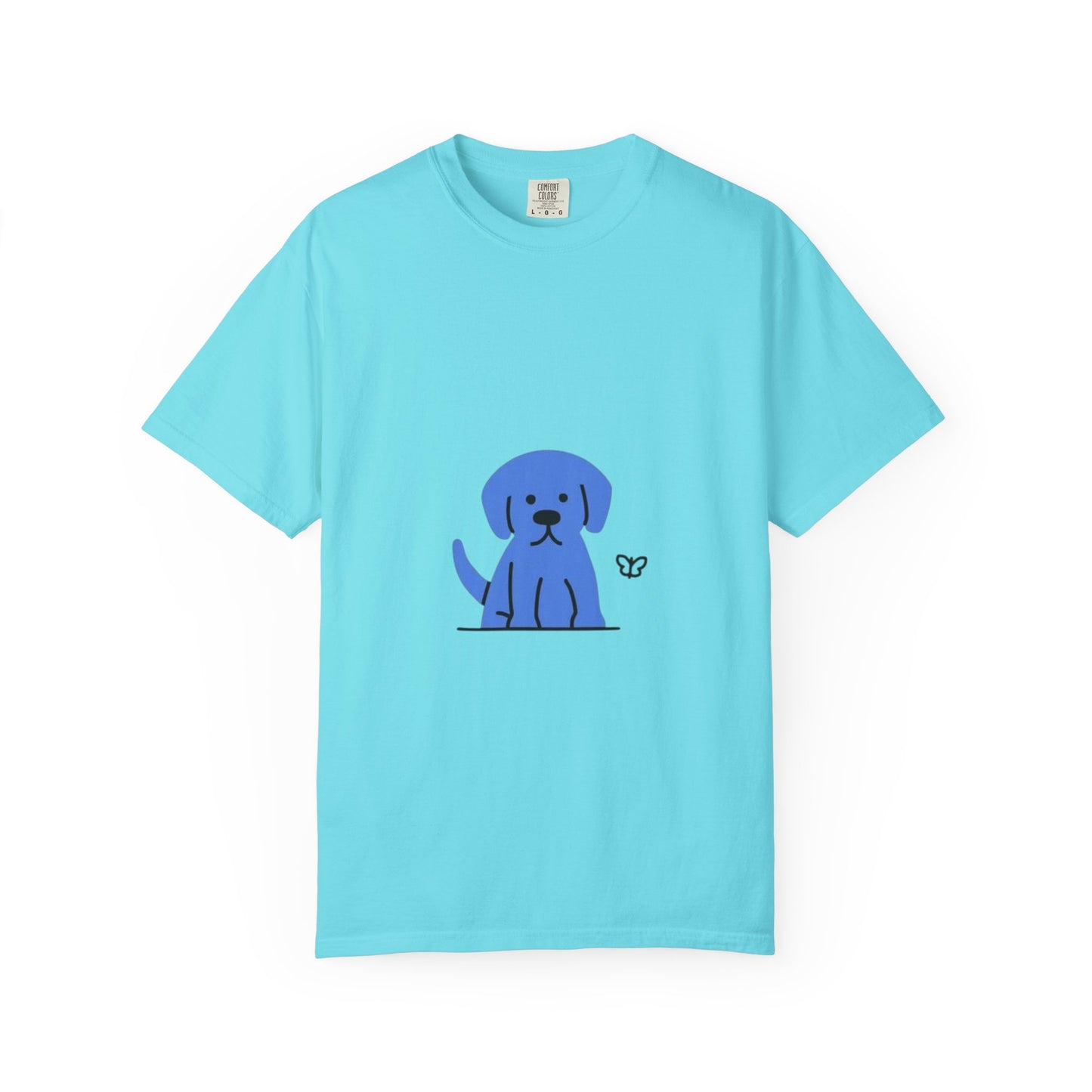 Cute Blue Dog Unisex Garment-Dyed T-shirt, Pet Lover Gift, Fashion Tee, Casual Wear, Birthday Present, Dog Lover Apparel
