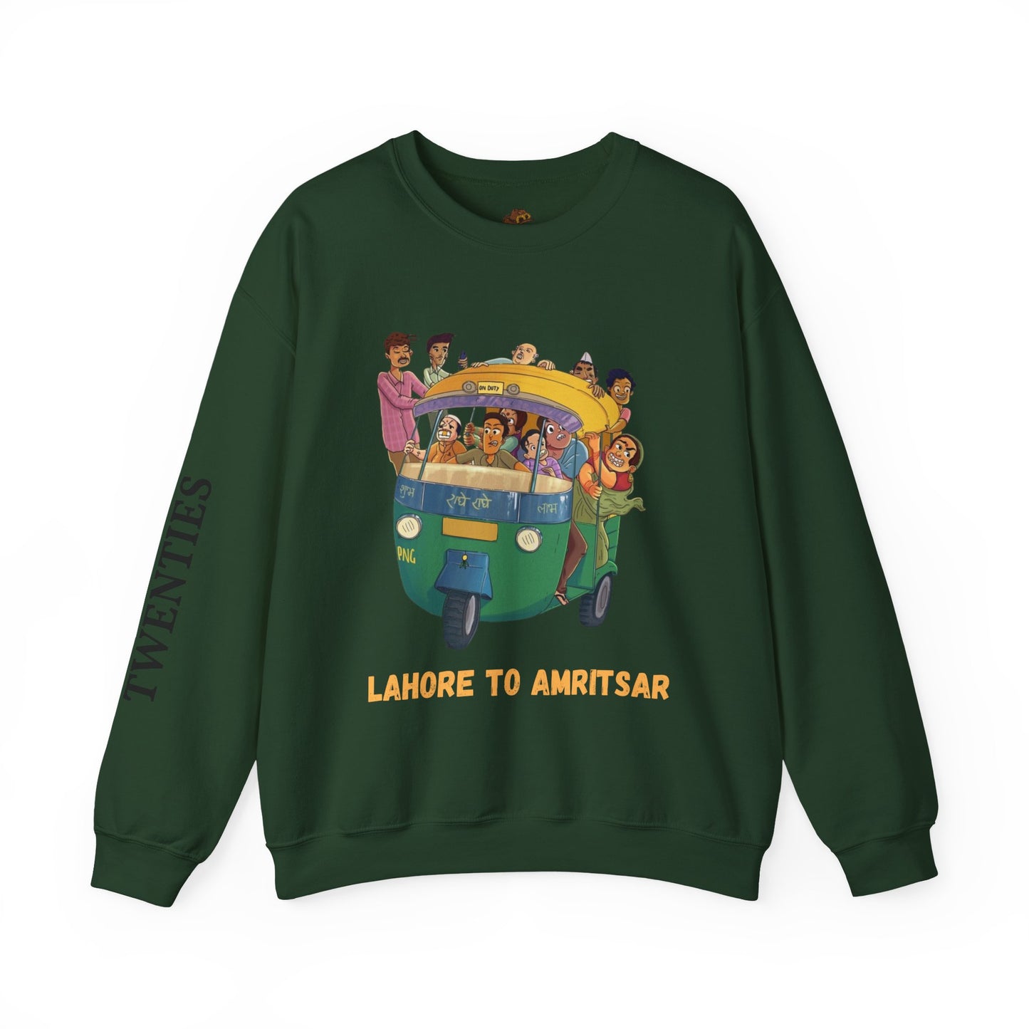 Cultural Adventure Sweatshirt - Lahore to Amritsar Design, (Customizable Text on the Arm) Unisex Crew, Comfy Casual Wear