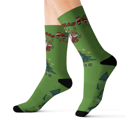 Santa Truck Graphic Socks | Christmas Sublimation Crew Socks