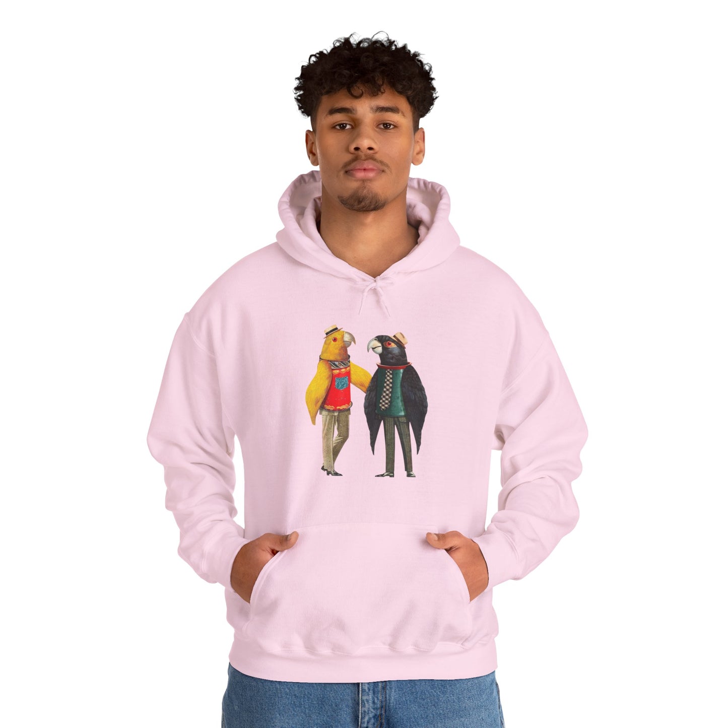 Hooded Sweatshirt Love Birds Parrots Couple Illustrations