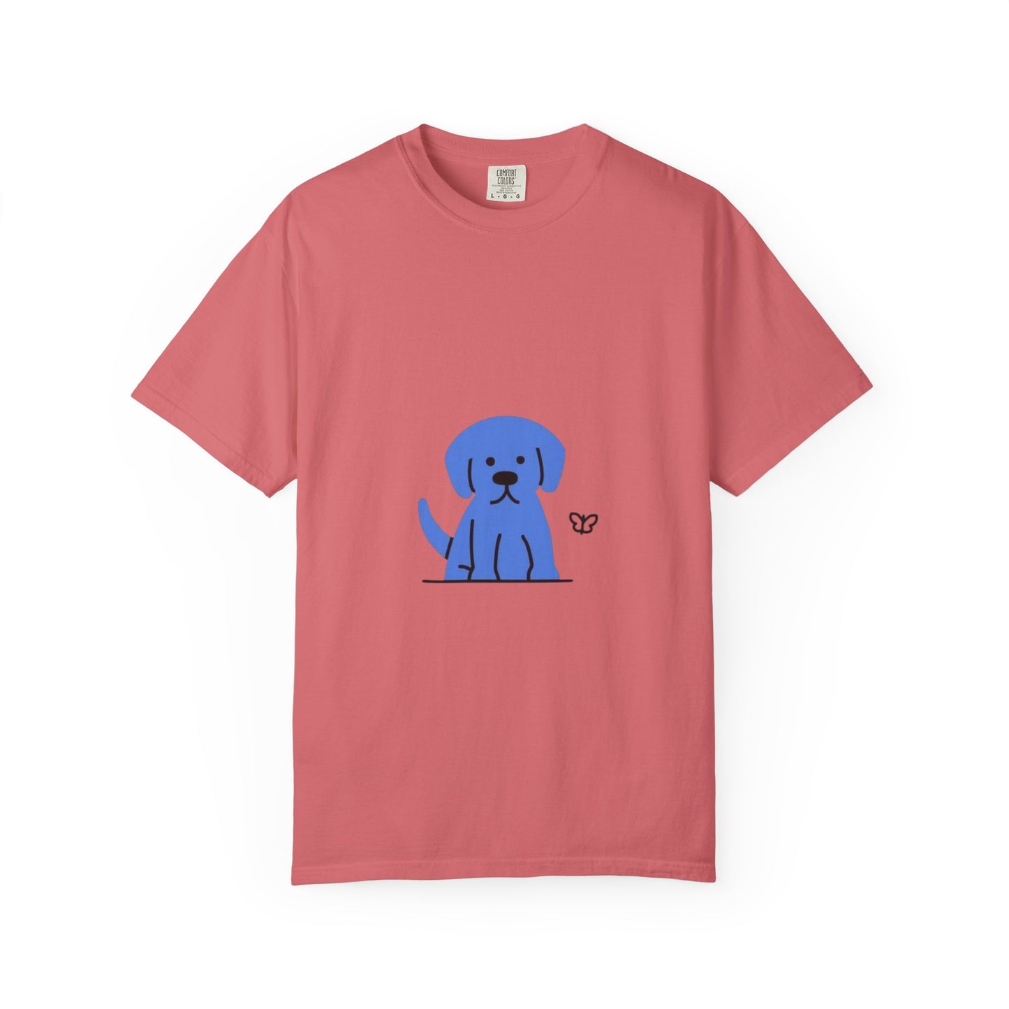 Cute Blue Dog Unisex Garment-Dyed T-shirt, Pet Lover Gift, Fashion Tee, Casual Wear, Birthday Present, Dog Lover Apparel
