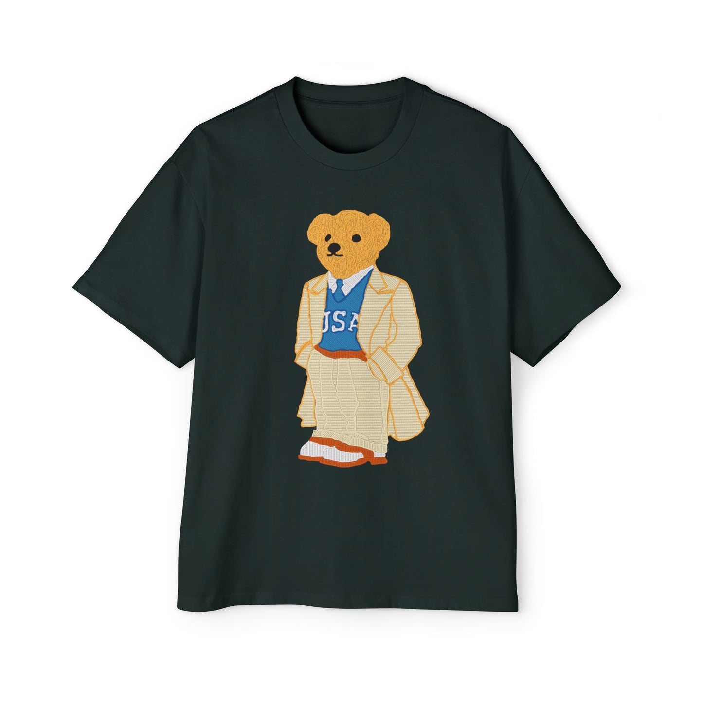 USA Bear Graphic Premium Oversized Tee, Casual Streetwear Shirt, Vintage Style Men's T-Shirt, Funky Bear Tee, Summer Fashion Top