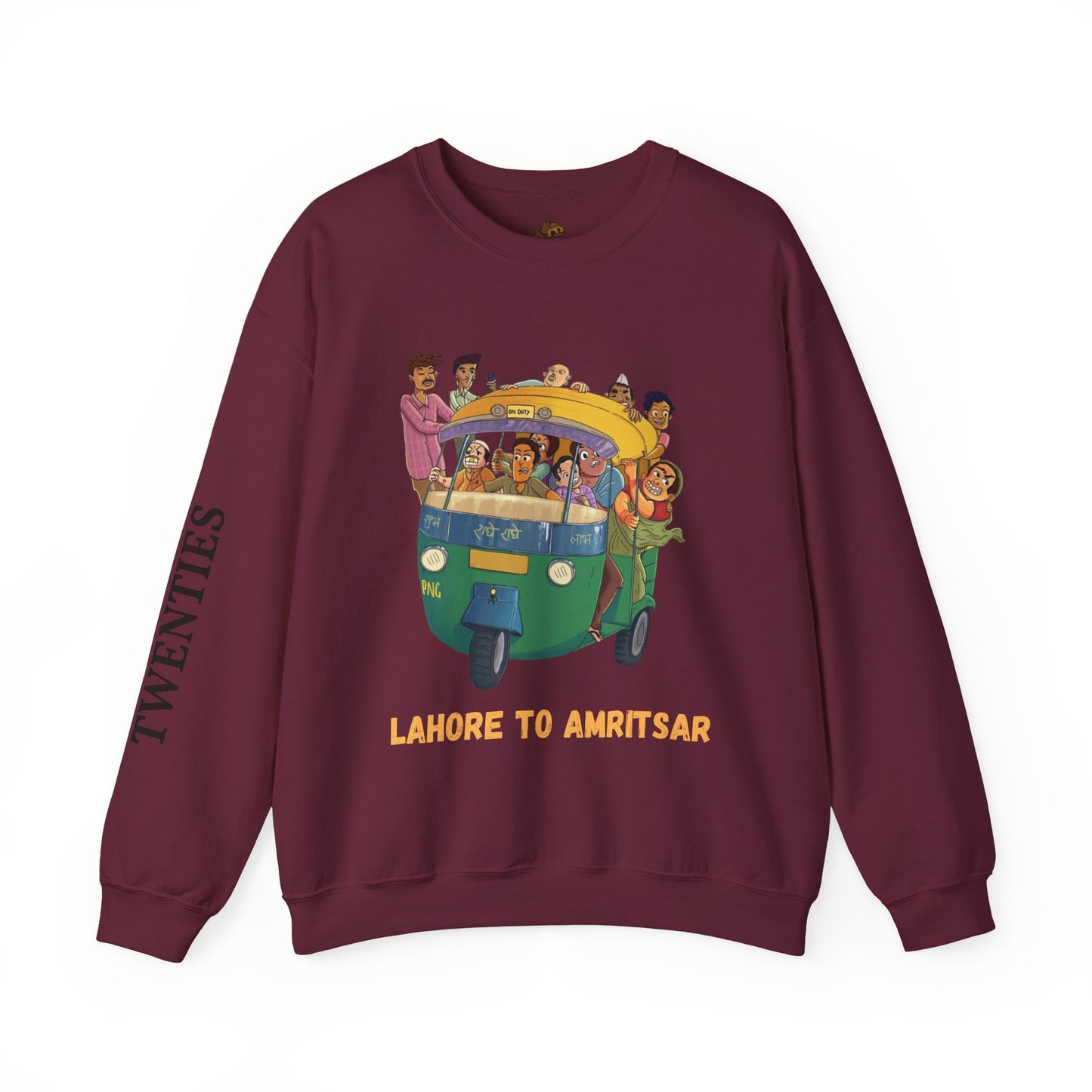 Cultural Adventure Sweatshirt - Lahore to Amritsar Design, (Customizable Text on the Arm) Unisex Crew, Comfy Casual Wear
