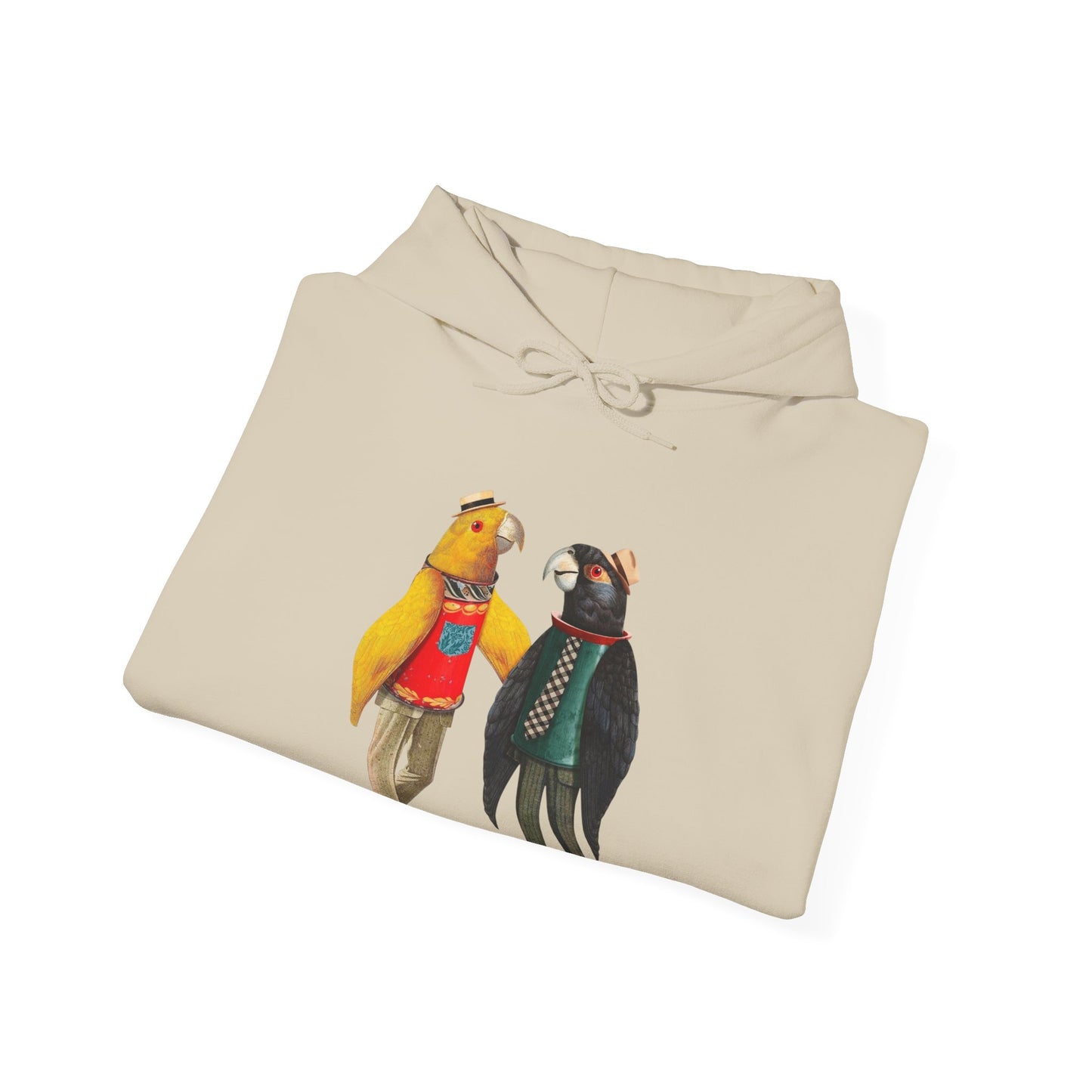 Hooded Sweatshirt Love Birds Parrots Couple Illustrations