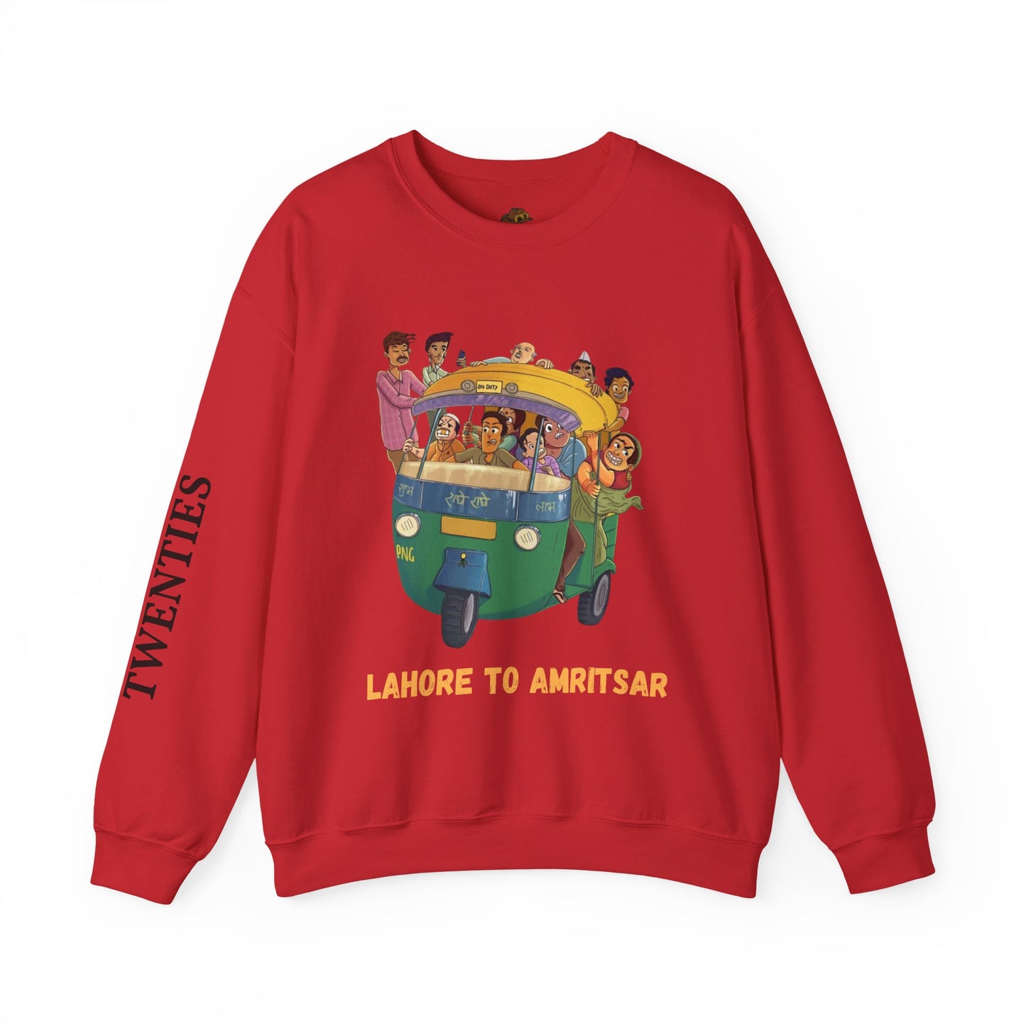 Cultural Adventure Sweatshirt - Lahore to Amritsar Design, (Customizable Text on the Arm) Unisex Crew, Comfy Casual Wear