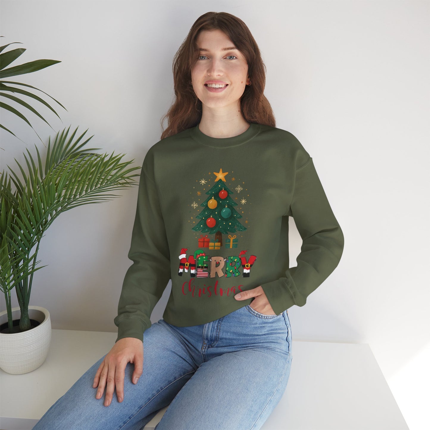 Unisex Christmas Vibes Crewneck Sweatshirt, Christmas outfit Holiday Vibes