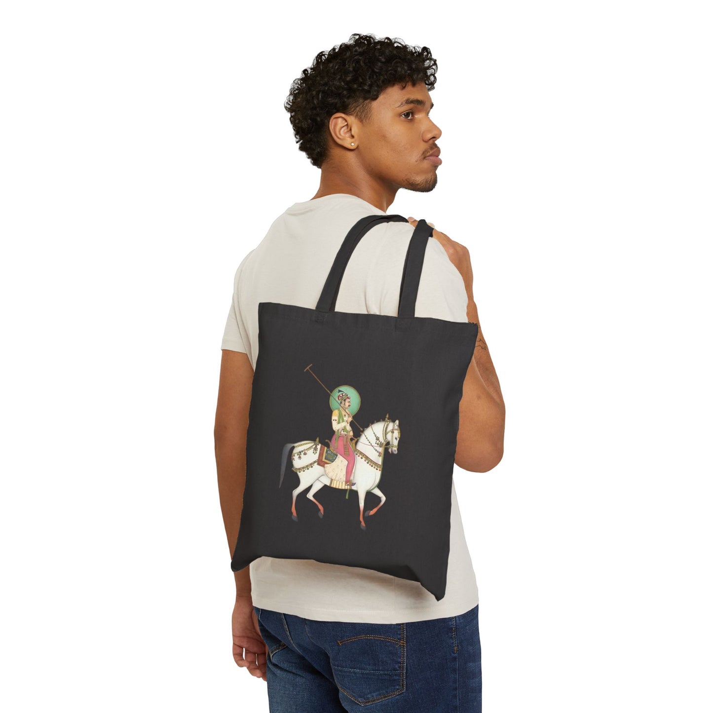 Stylish Cotton Canvas Tote Bag with Equestrian Design, Reusable Shopping Bag, Eco-Friendly Gift, Horse Lover Tote, All-Purpose Canvas Bag