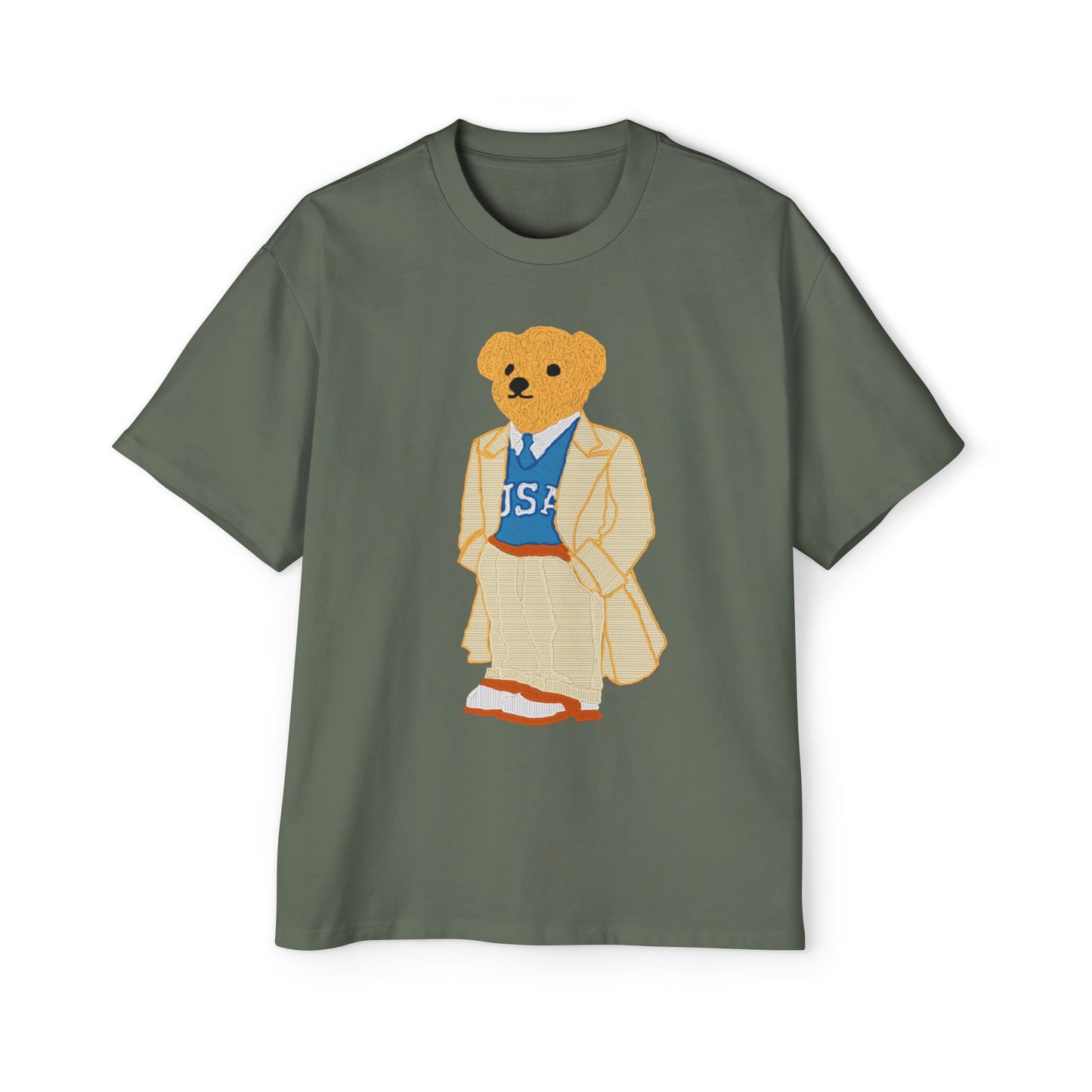USA Bear Graphic Premium Oversized Tee, Casual Streetwear Shirt, Vintage Style Men's T-Shirt, Funky Bear Tee, Summer Fashion Top