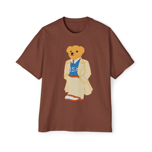 USA Bear Graphic Premium Oversized Tee, Casual Streetwear Shirt, Vintage Style Men's T-Shirt, Funky Bear Tee, Summer Fashion Top