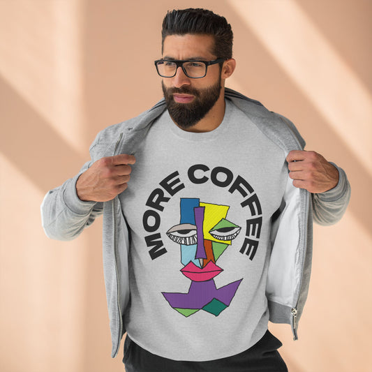 Coffee Lover Unisex Sweatshirt with Sleepy Character Diagram