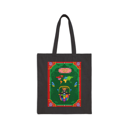 Cute Truck Art Illustrated Cotton Canvas Tote Bag, Eco-Friendly Shopping Bag, Gift for Pet Lovers, Beach Tote, Everyday Carryall