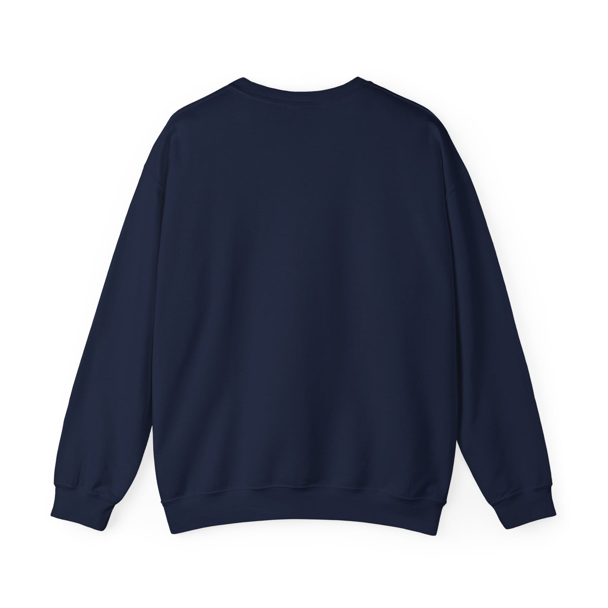 Back view of Crewneck Sweatshirt - Labubu Halloween Design in navy, showcasing relaxed fit and cozy fabric, perfect for unicorn and graphic tee fans.