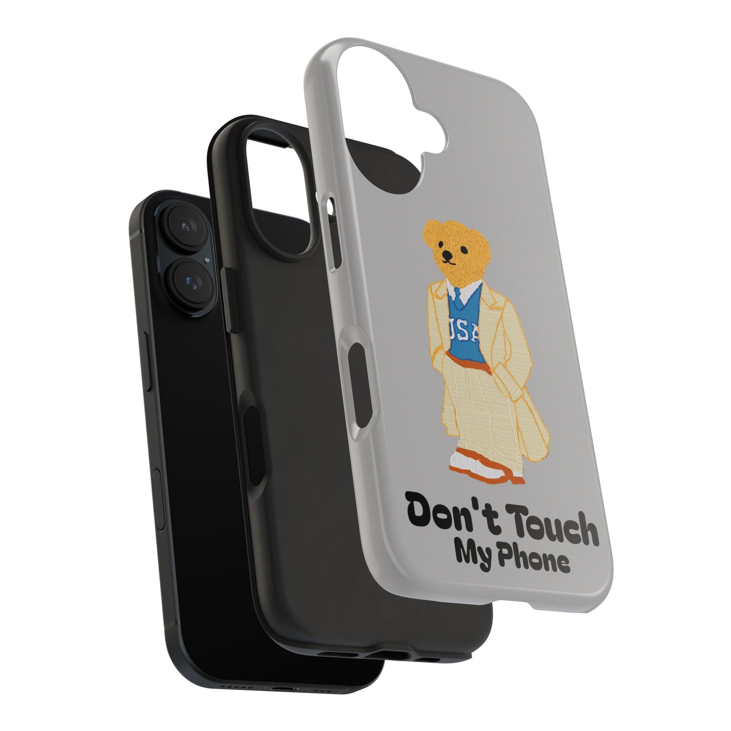 Dont Touch My Phone Case | Funny Bear iPhone Case | Cute Aesthetic Phone Cover | Gift for Him Her | Zellinnial USA