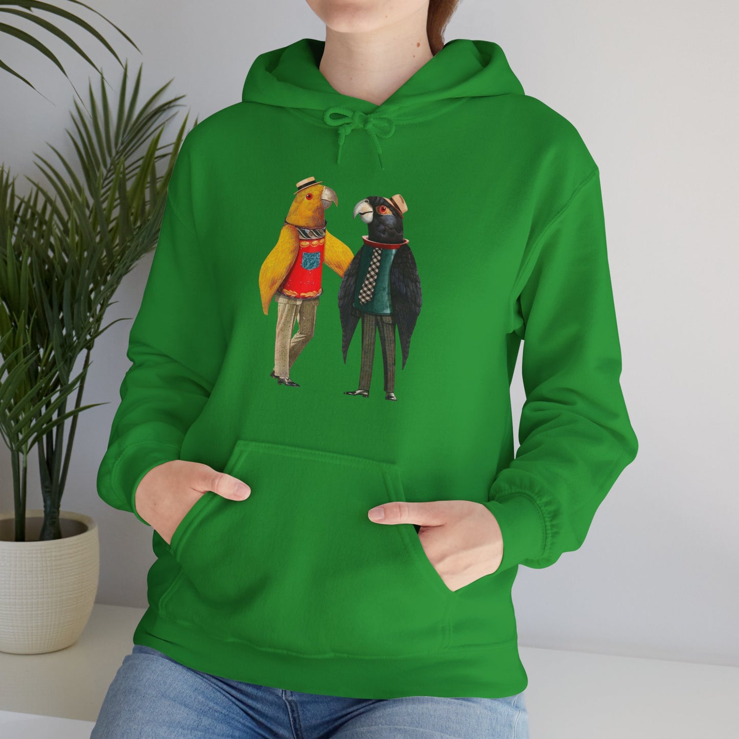 Hooded Sweatshirt Love Birds Parrots Couple Illustrations