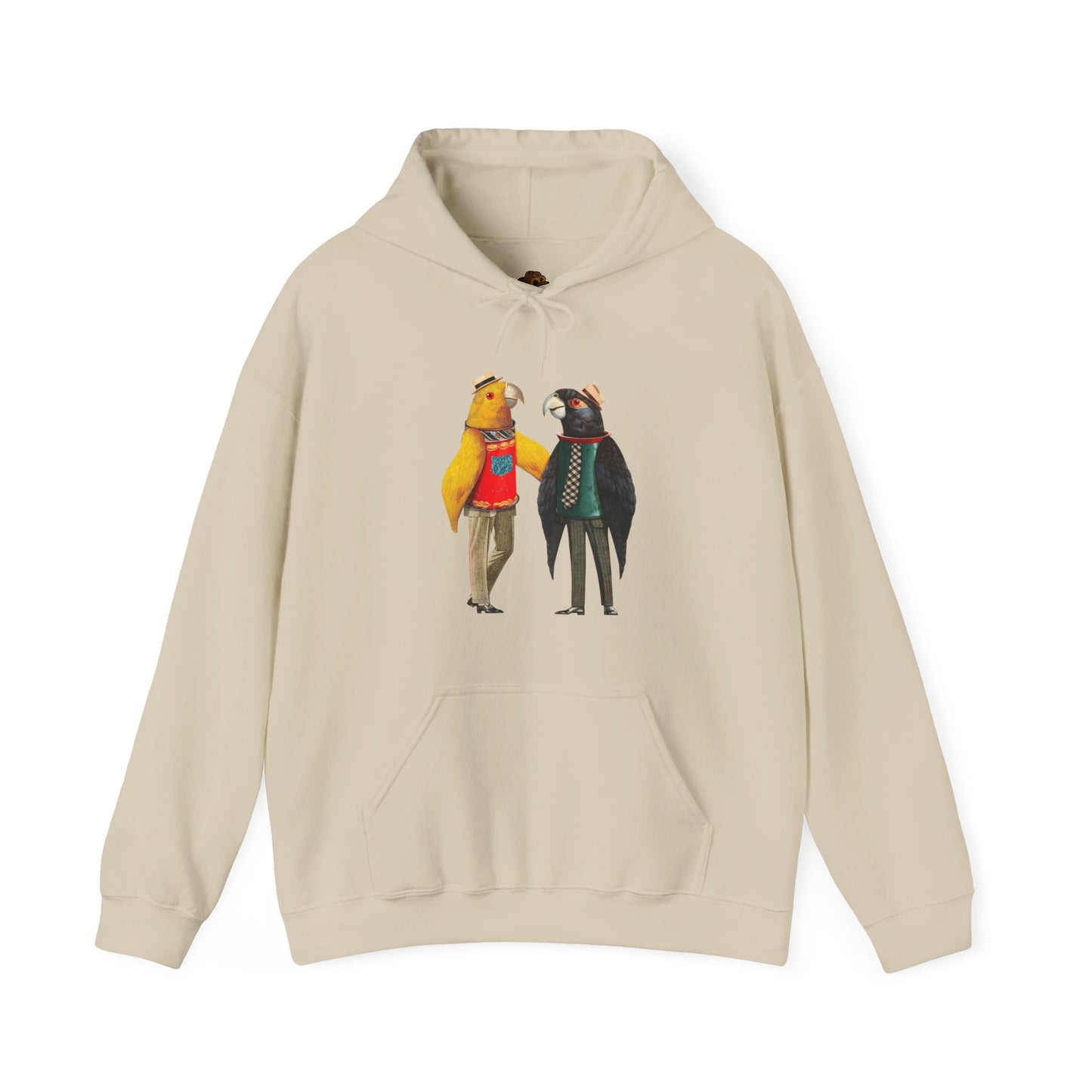 Hooded Sweatshirt Love Birds Parrots Couple Illustrations