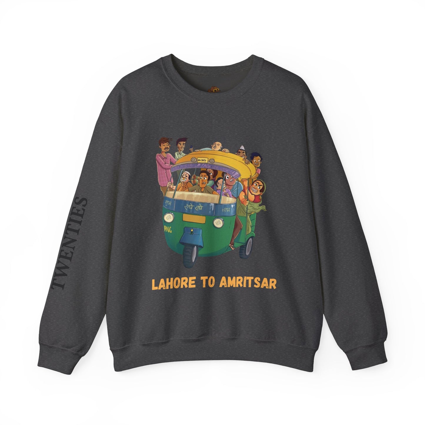 Cultural Adventure Sweatshirt - Lahore to Amritsar Design, (Customizable Text on the Arm) Unisex Crew, Comfy Casual Wear