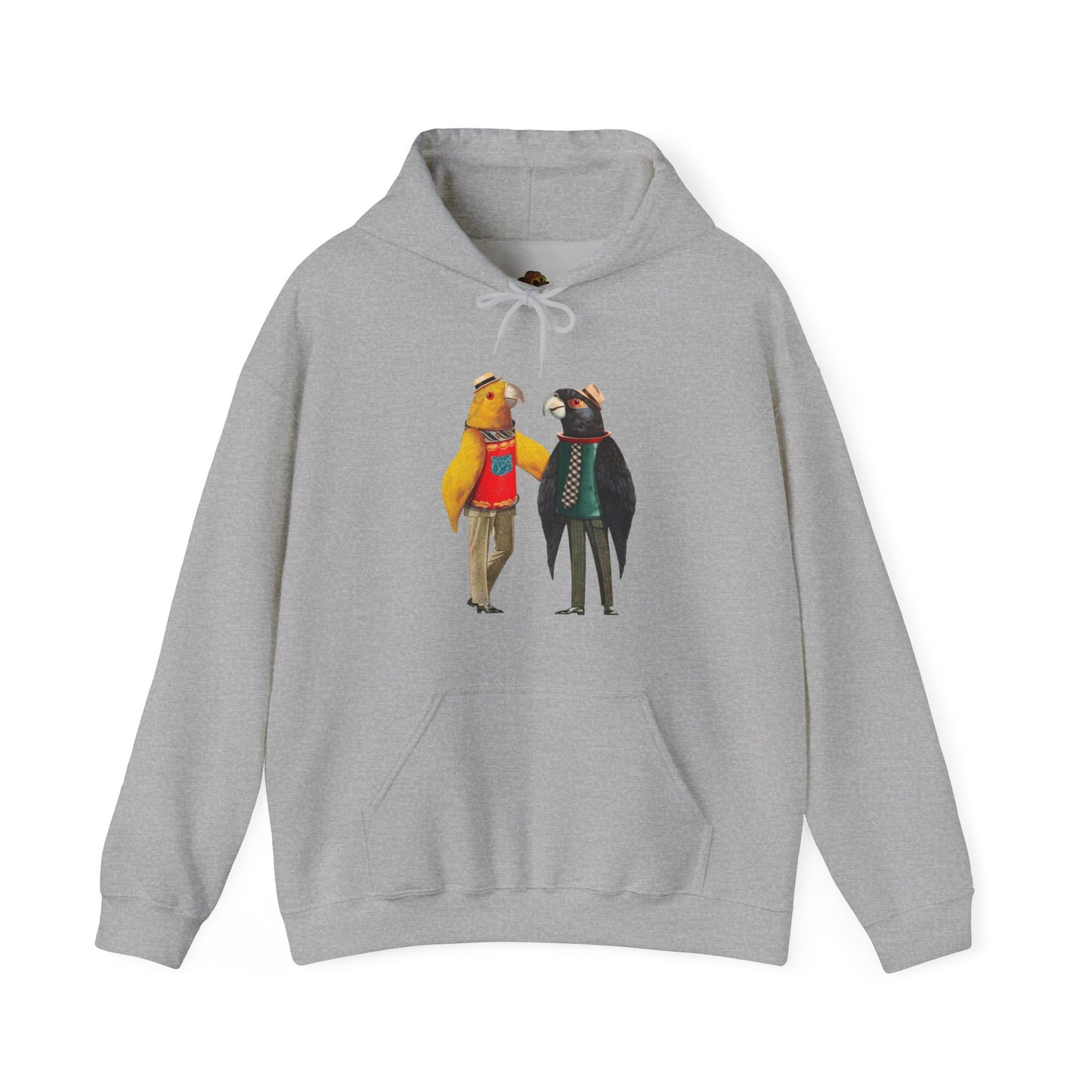 Hooded Sweatshirt Love Birds Parrots Couple Illustrations