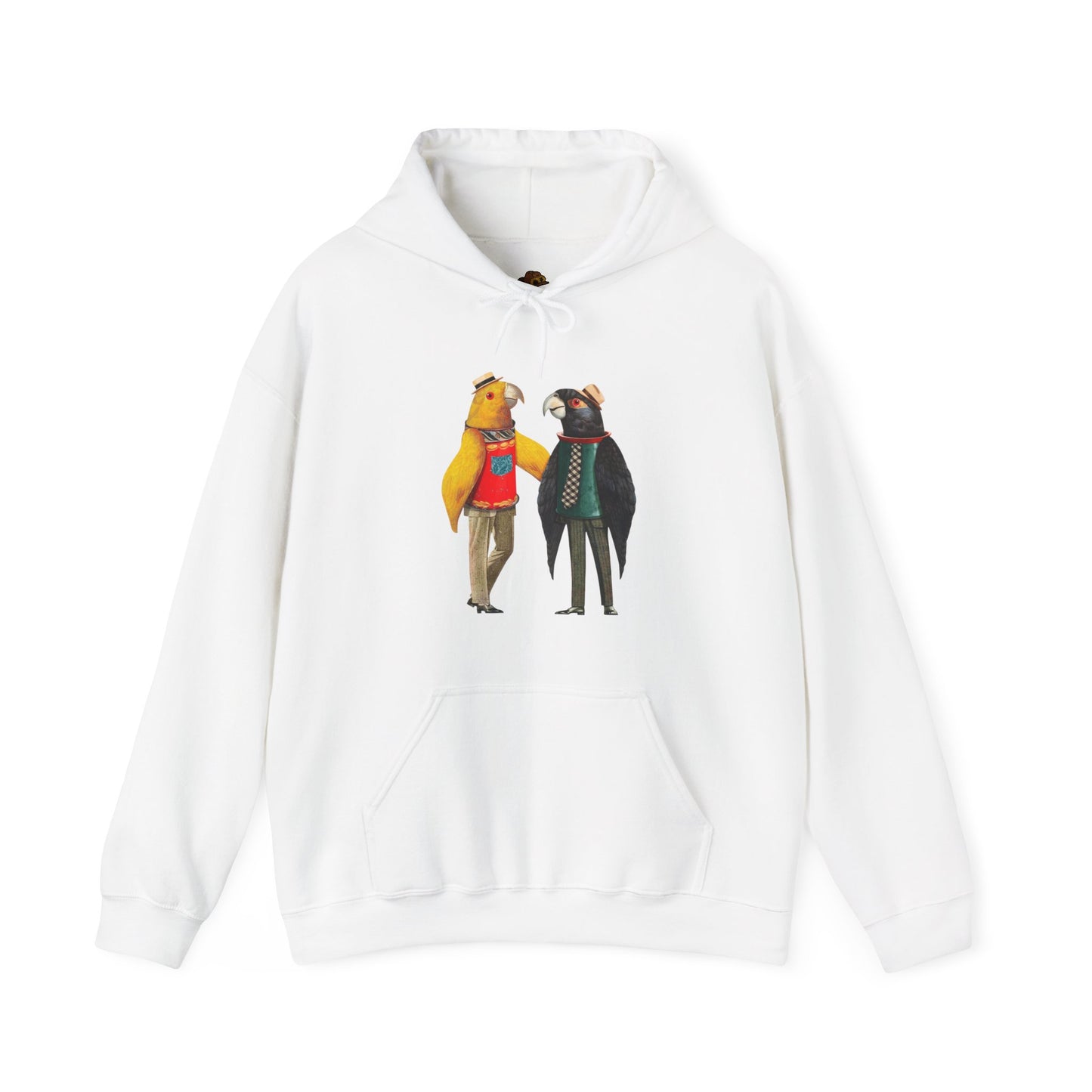 Hooded Sweatshirt Love Birds Parrots Couple Illustrations