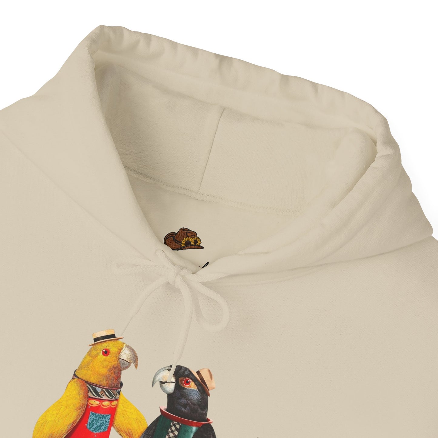 Hooded Sweatshirt Love Birds Parrots Couple Illustrations