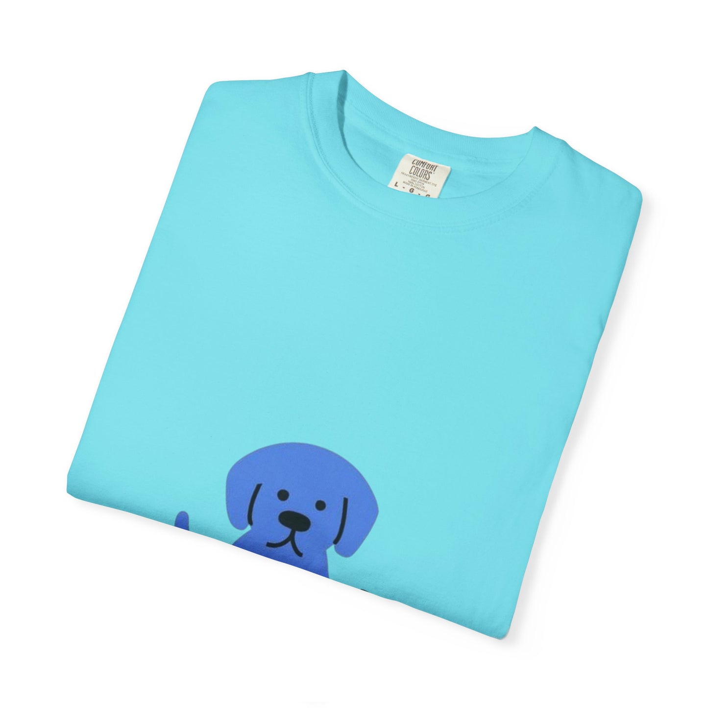 Cute Blue Dog Unisex Garment-Dyed T-shirt, Pet Lover Gift, Fashion Tee, Casual Wear, Birthday Present, Dog Lover Apparel