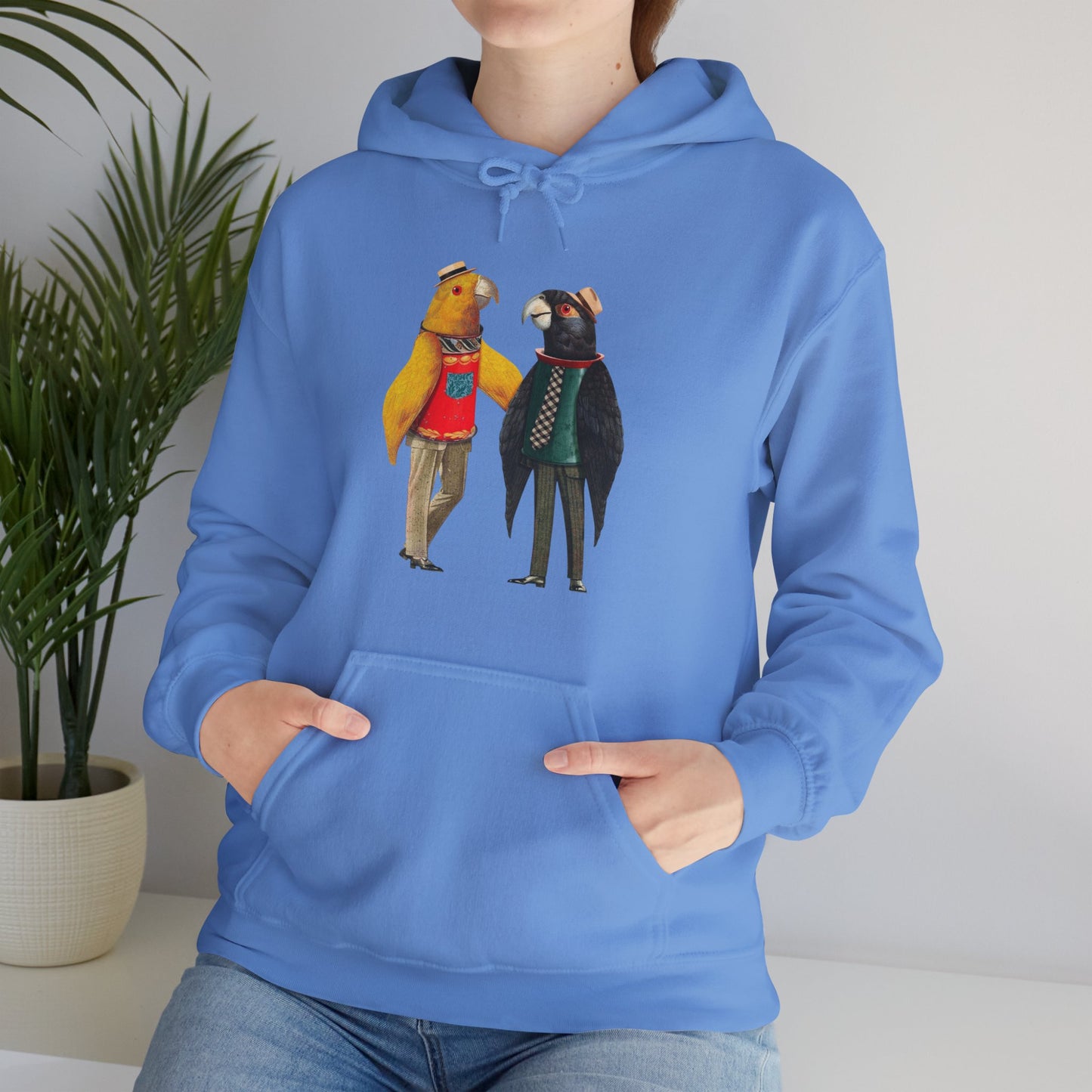 Hooded Sweatshirt Love Birds Parrots Couple Illustrations