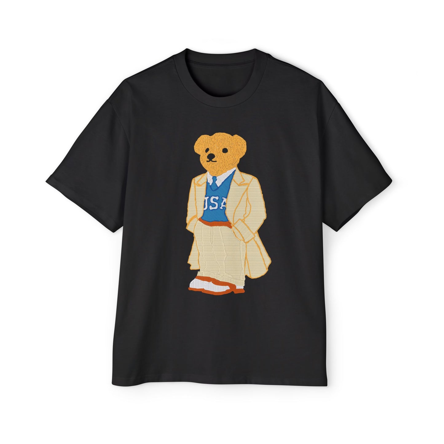 USA Bear Graphic Premium Oversized Tee, Casual Streetwear Shirt, Vintage Style Men's T-Shirt, Funky Bear Tee, Summer Fashion Top