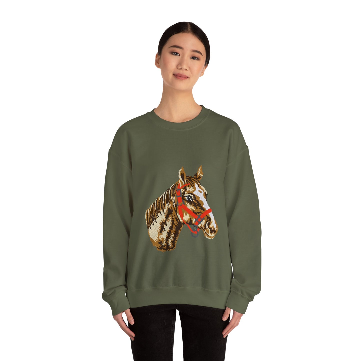 Horse Painting Heavy Blend Sweatshirt, Equestrian Art Apparel, Horse Lover Gift, Hand Painted Horse Design, Equine Sweatshirt