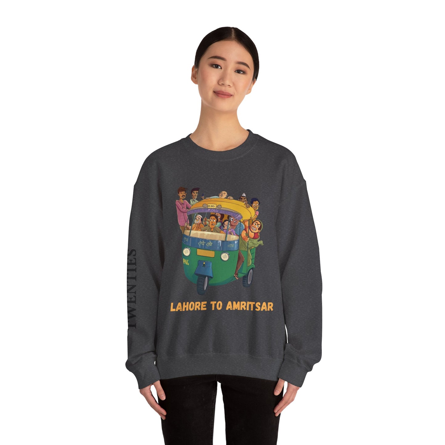 Cultural Adventure Sweatshirt - Lahore to Amritsar Design, (Customizable Text on the Arm) Unisex Crew, Comfy Casual Wear