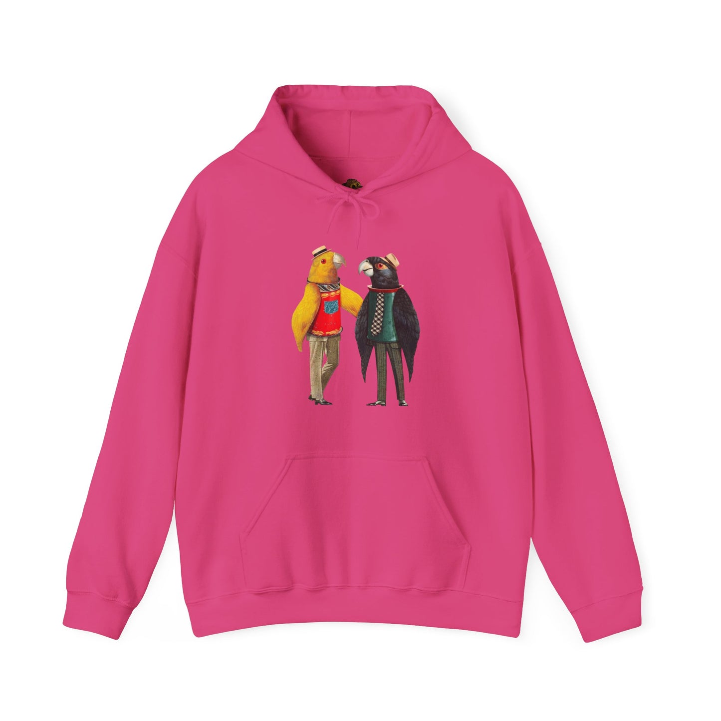 Hooded Sweatshirt Love Birds Parrots Couple Illustrations