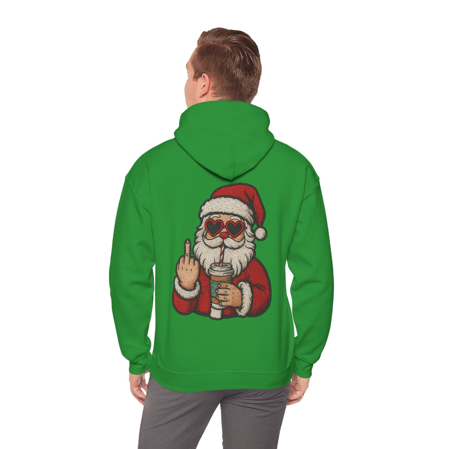 Christmas Vibes Santa Hoodie (Embroidery Look) – Unisex Holiday Sweatshirt