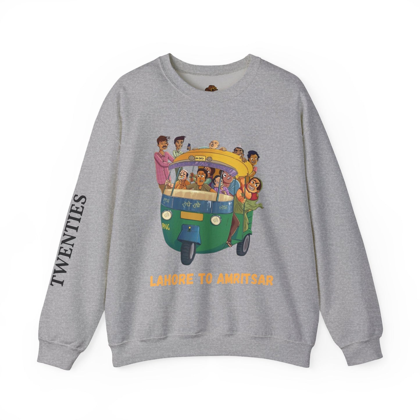 Cultural Adventure Sweatshirt - Lahore to Amritsar Design, (Customizable Text on the Arm) Unisex Crew, Comfy Casual Wear