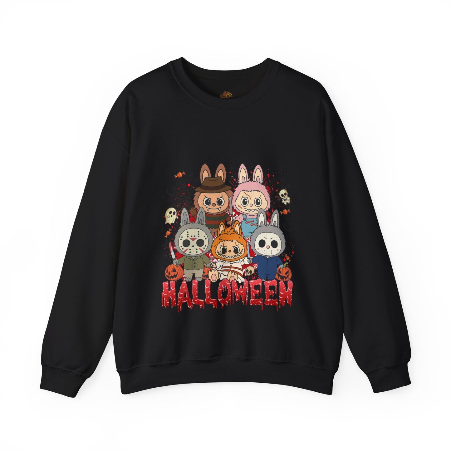 Labubu Halloween Sweatshirt, Cute Monster Costume Pullover, Trick or Treat Jumper, Spooky Cartoon Sweater, Unisex Monster Hoodie