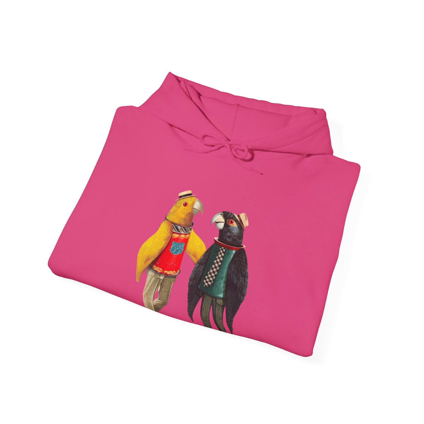 Hooded Sweatshirt Love Birds Parrots Couple Illustrations