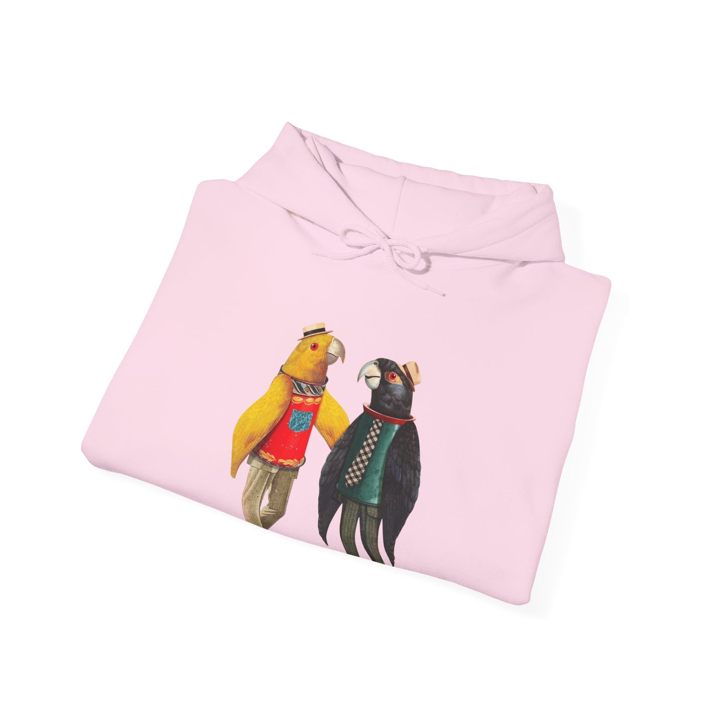 Hooded Sweatshirt Love Birds Parrots Couple Illustrations