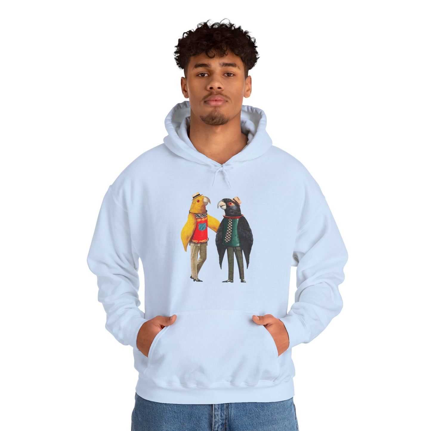 Hooded Sweatshirt Love Birds Parrots Couple Illustrations